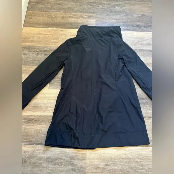 Rainforest Rain Coat Womens Medium Black Polyester Pleated Long Sleeve Hooded - Picture 13 of 13